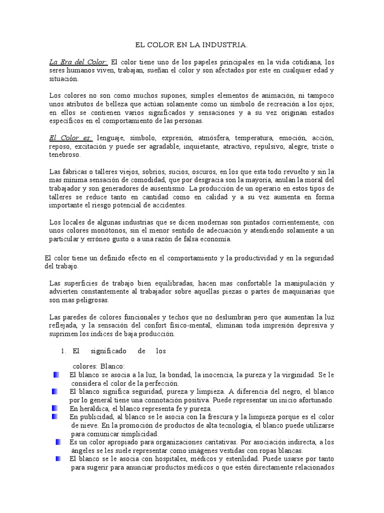 El poder del color en la industria y la productividad laboral | PDF
