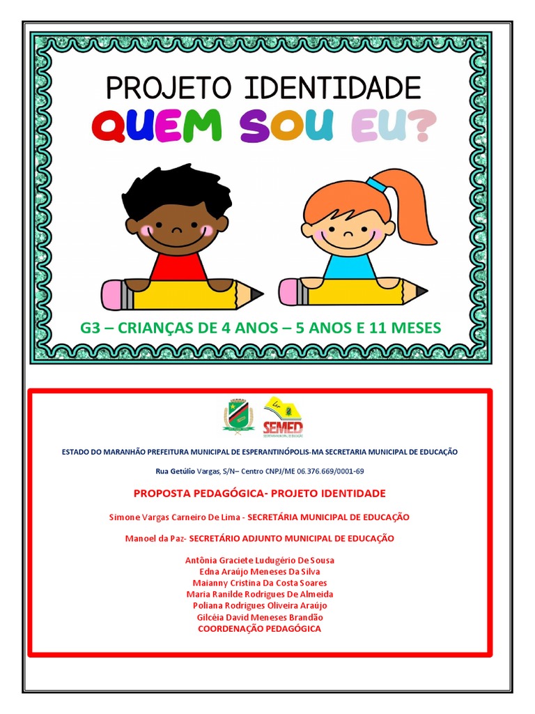 Projeto Identidade na Educação Infantil | PDF | Família | Humano