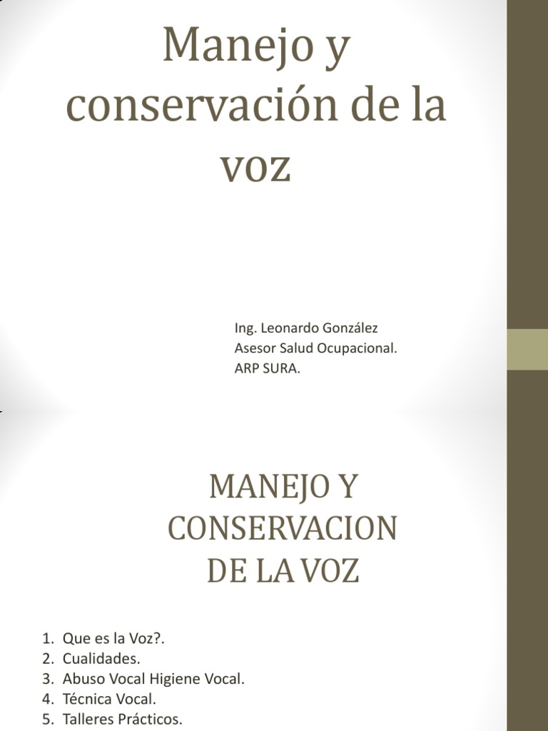 Cuidado y Manejo de la Voz Profesional | PDF | Sonido | Respiración