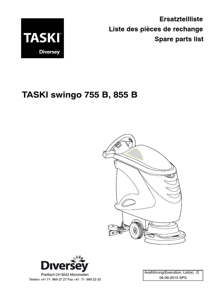 TASKI Swingo 755B & 855B Parts List | PDF | Manufactured Goods