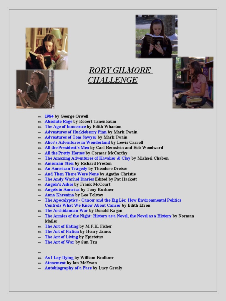 RORY GILMORE READING CHALLENGE PDF DOWNLOAD visual data 6