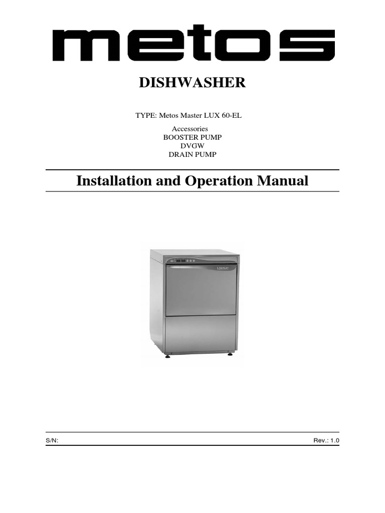 Installation and Operation Manual for Metos Master LUX 60EL Commercial