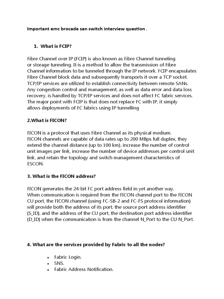 Important Emc Brocade San Switch Interview Question Download Free PDF