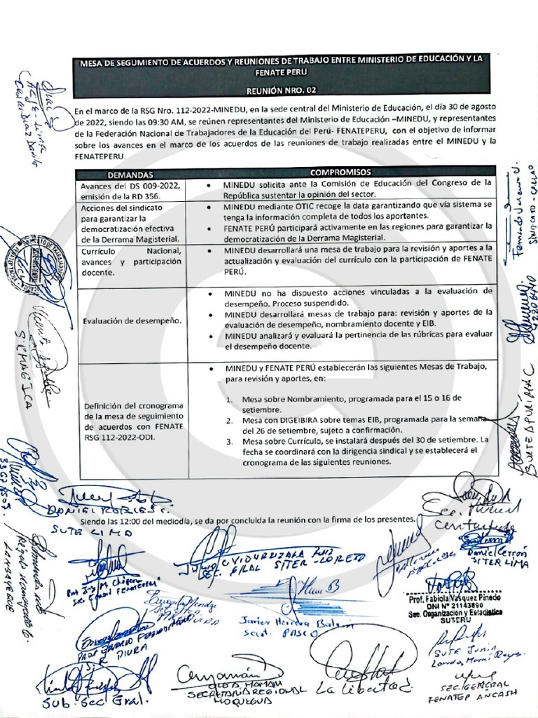 Los compromisos del ministro Serna con Fenate