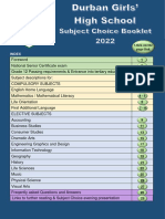 2022 For 2023 Subject Choice Booklet Dghs