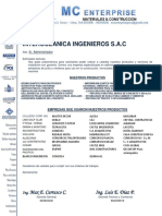 Carta de Presentacion de MC Enterprise para Interoceanica Ingenieros