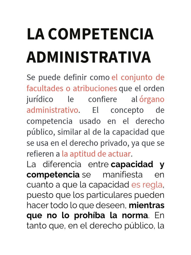 Competencia Administrativa: Conceptos Clave | PDF | Estado (política ...