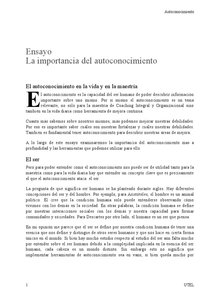 La Importancia Del Autoconocimiento | PDF | Intuición | Análisis FODA