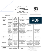 Notebook Check Rubric English Intermediate 2022-2023