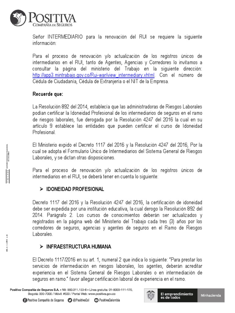 Renovación del Registro Único de Intermediarios | PDF | Informática