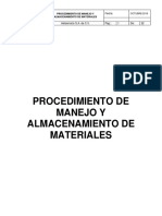 Procedimiento de Manejo y Almacenamiento de Materiales