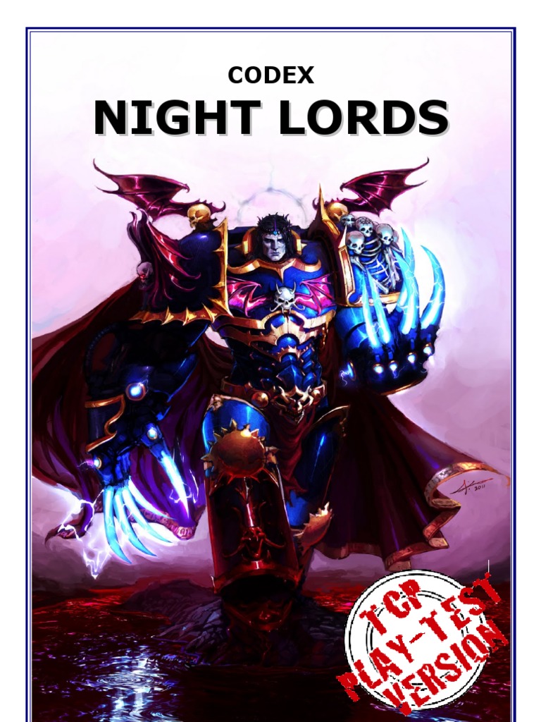 Codex Night Lords TCP Playtest PDF Armed Conflict Unrest