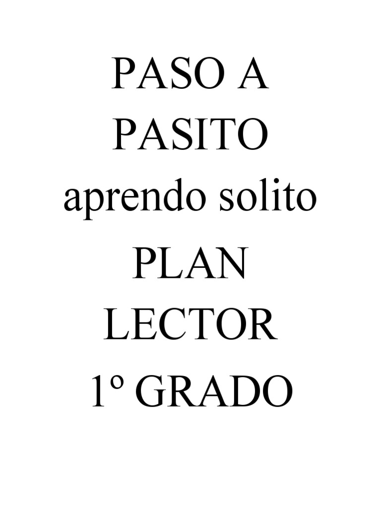 Plan Lector 1 Grado Pdf Cognición Aprendizaje