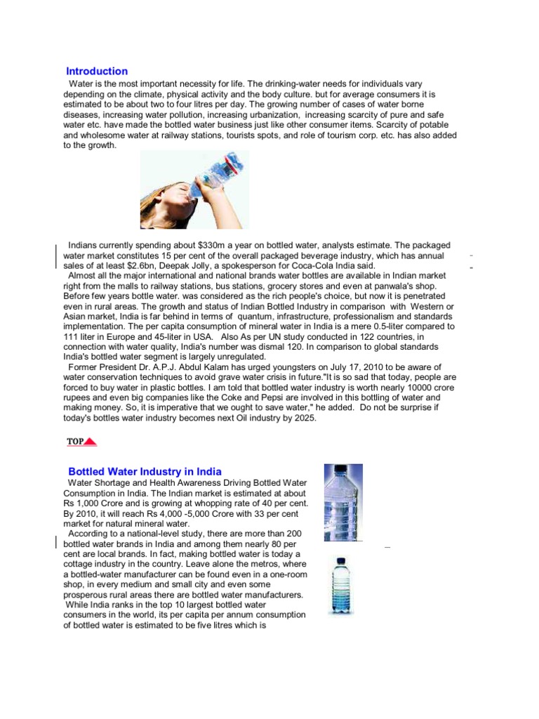 introduction to bottled water essay