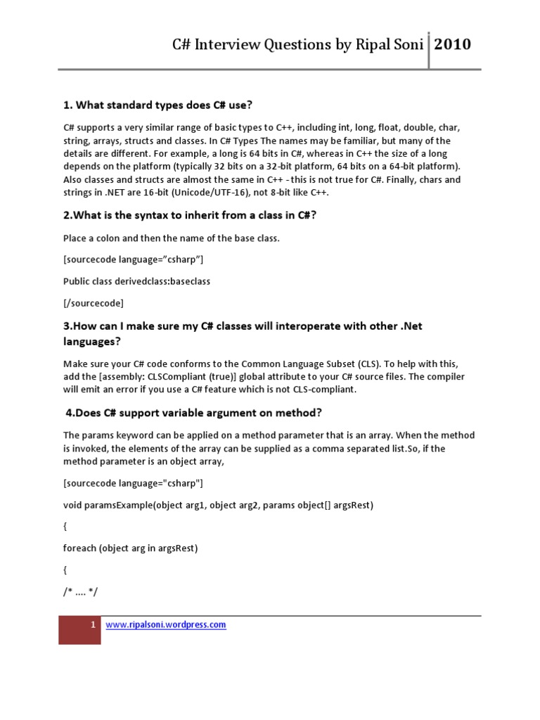 C# Interview Questions and Answers Guide | PDF