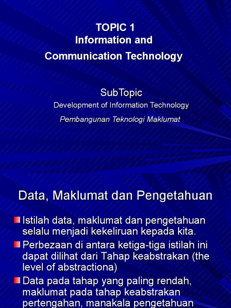 Topic 1 Data Maklumat Dan Pengetahuan Pdf