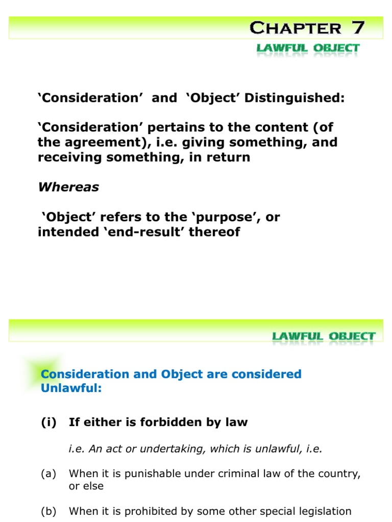lawful object and lawful consideration
