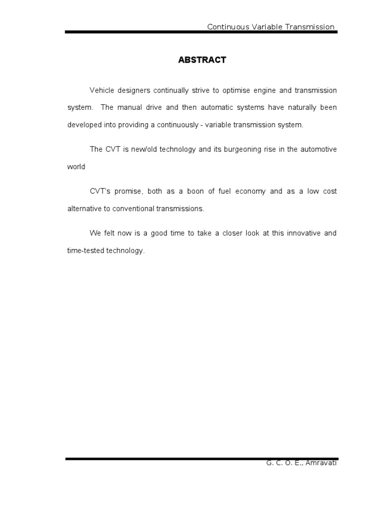 Understanding Continuous Variable Transmission | PDF | Automatic ...