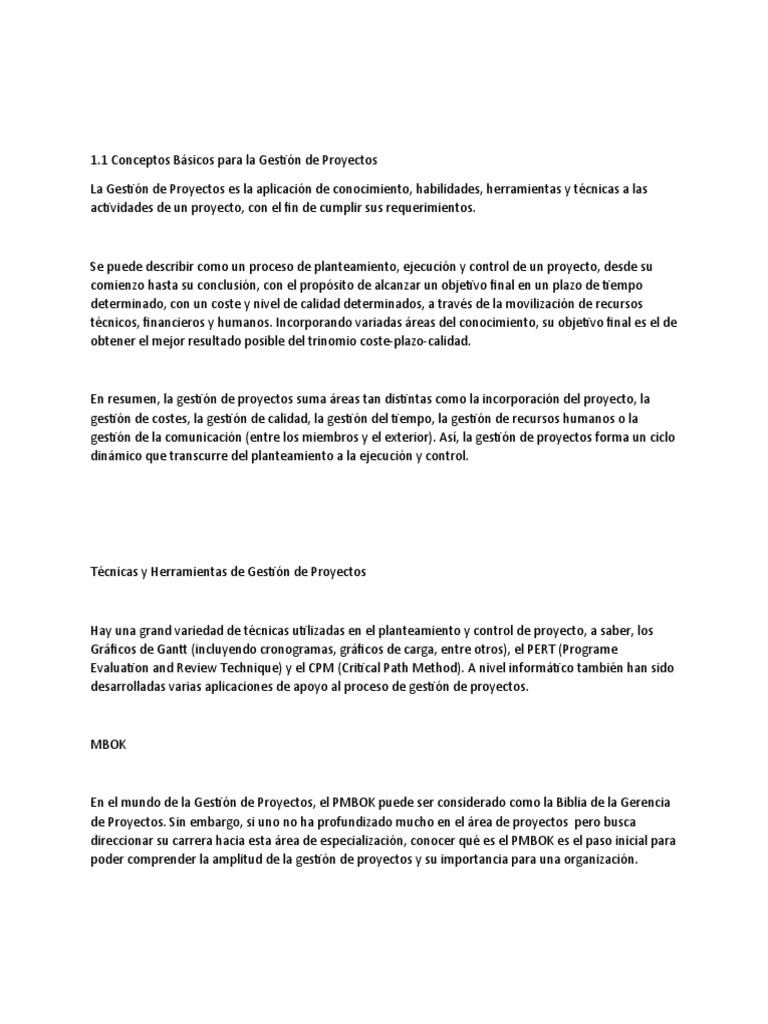 Gestión de Proyectos: Conceptos y Fases | PDF | Gestión de proyectos ...