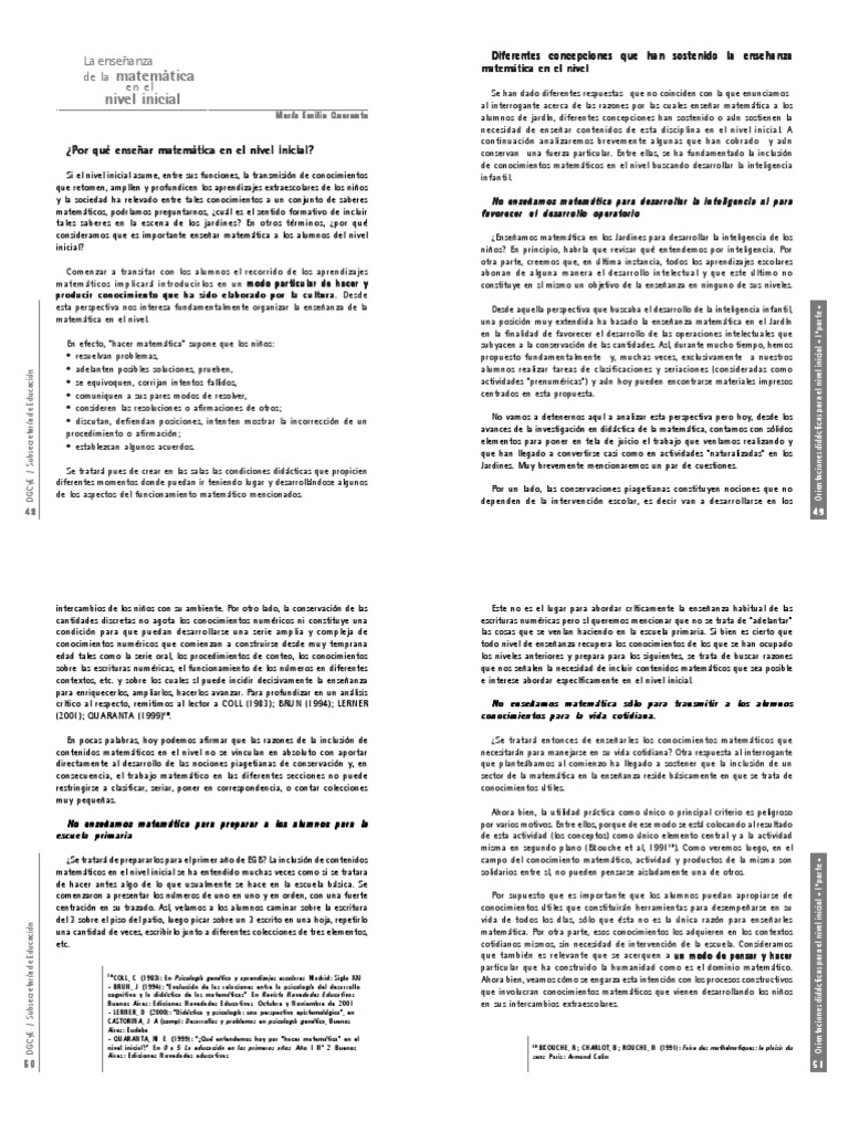 2 - La Enseñanza de La Matematica en El Nivel Inicial - Quaranta | PDF ...