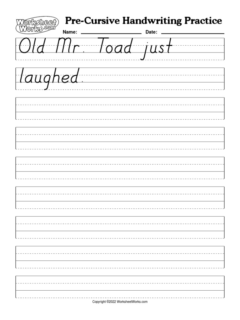 WorksheetWorks PreCursive Handwriting Practice 1 PDF