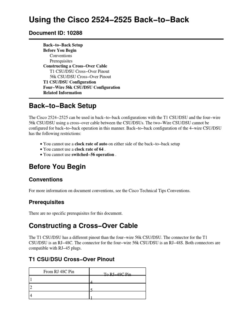 T1 Crossover Cable | PDF