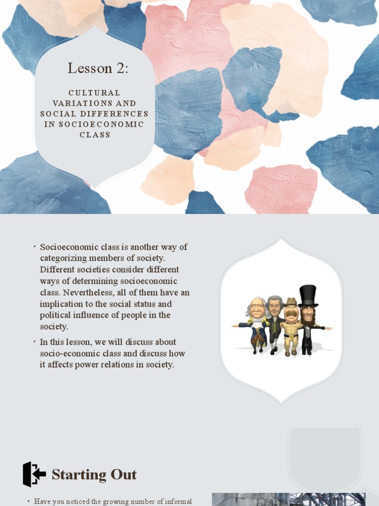Lesson 2Cultural Variations and Social Differences in Socioeconomic