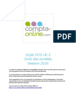 Sujet 2016 DCG Ue2 Droit Des Societes