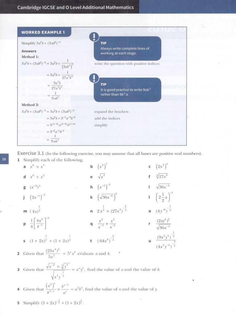 Igcse WB Ad Math Indices Pg26 | PDF