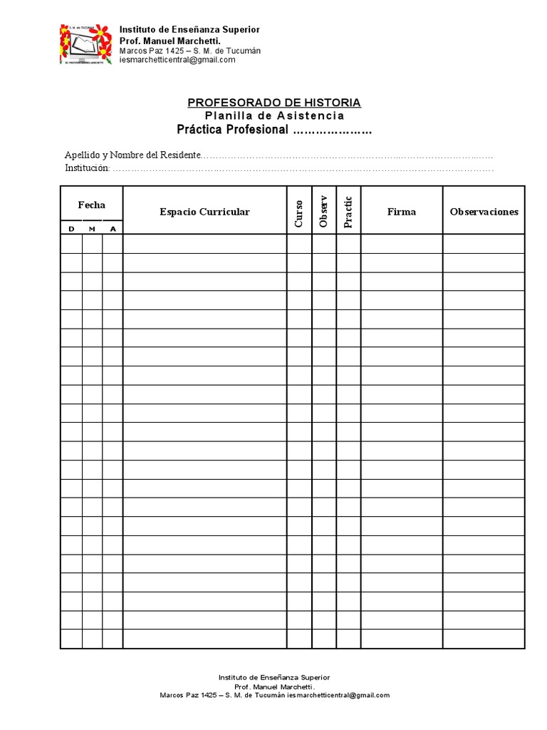 Planilla de Asistencia | PDF