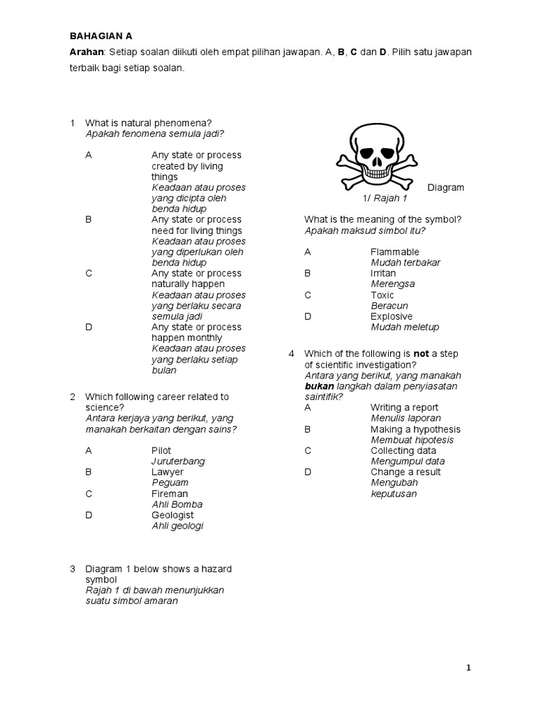 Latihan Sains Tingkatan 1 | PDF