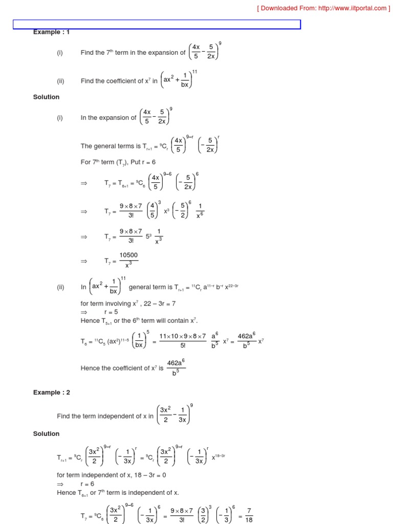 Coefficients in Binomial Expansions | PDF | Trigonometric Functions | Sine