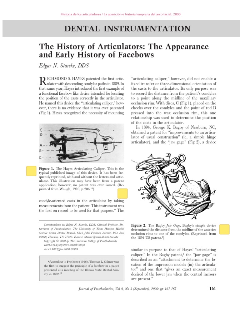Starcke. The History of Articulators The Appearance and Early History