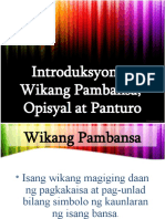 Wikang Pambansa Opisyal at Panturo