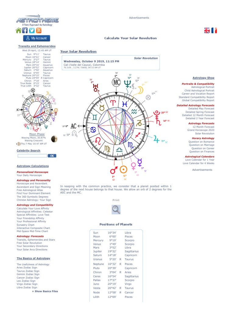 Calculate Your Solar Revolution PDF In Astrology