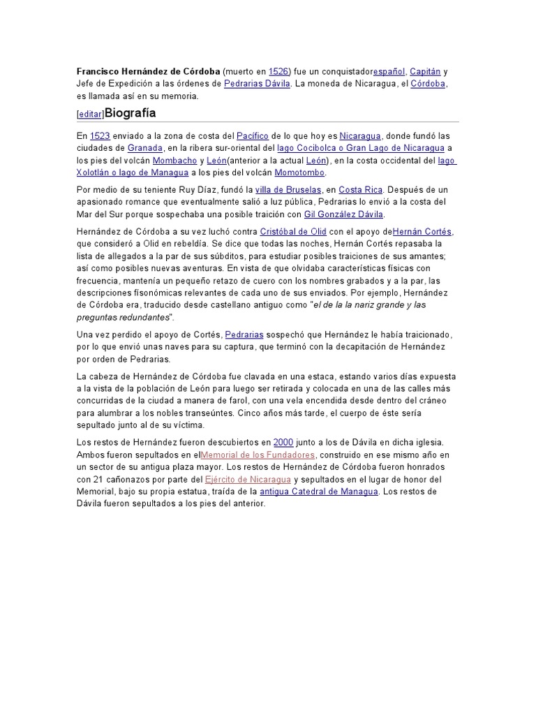 Francisco Hernández de Córdoba PDF Centroamérica Antiguas