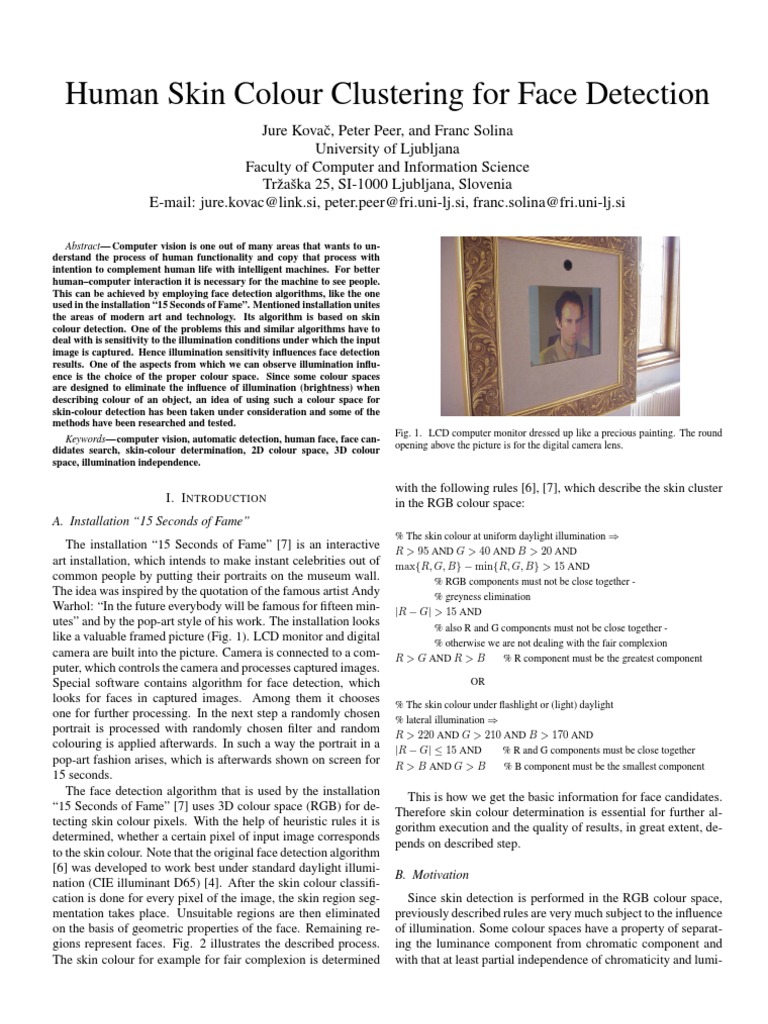Skin Colour Clustering for Face Detection | PDF | Image Segmentation ...