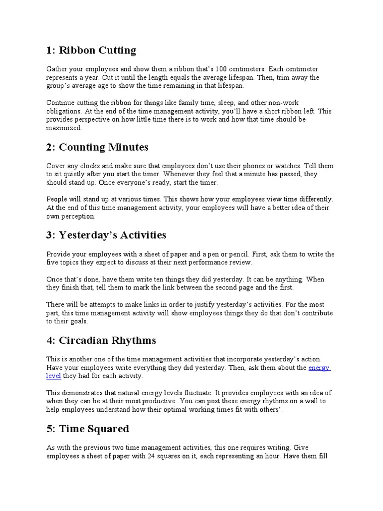 Engaging Time Management Activities | PDF | Playing Cards