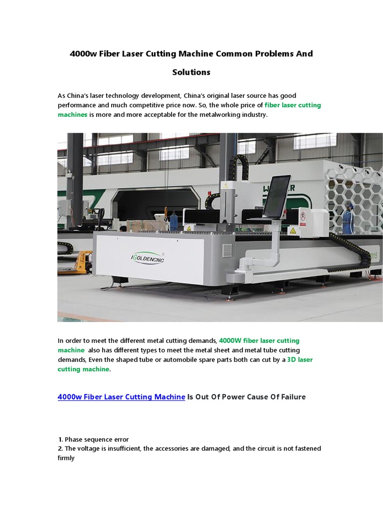 4000W Fiber Laser Cutting Solutions | PDF | Switch | Relay