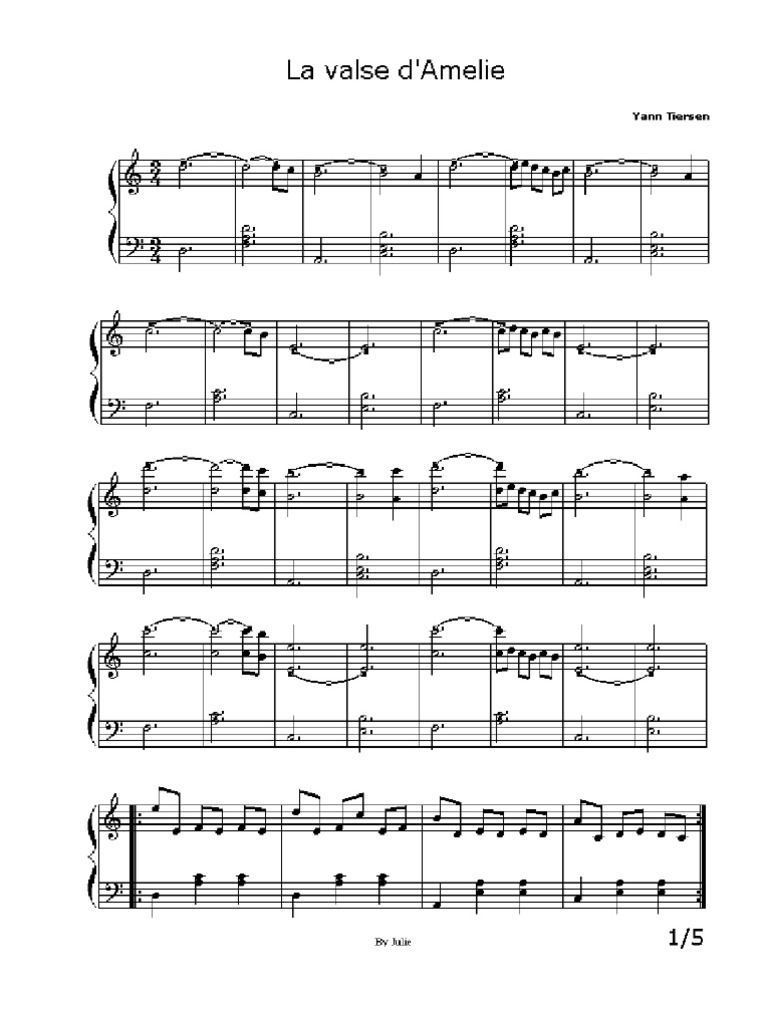 amelie piano music sheet Comptine un autre été violin piano amelie ...