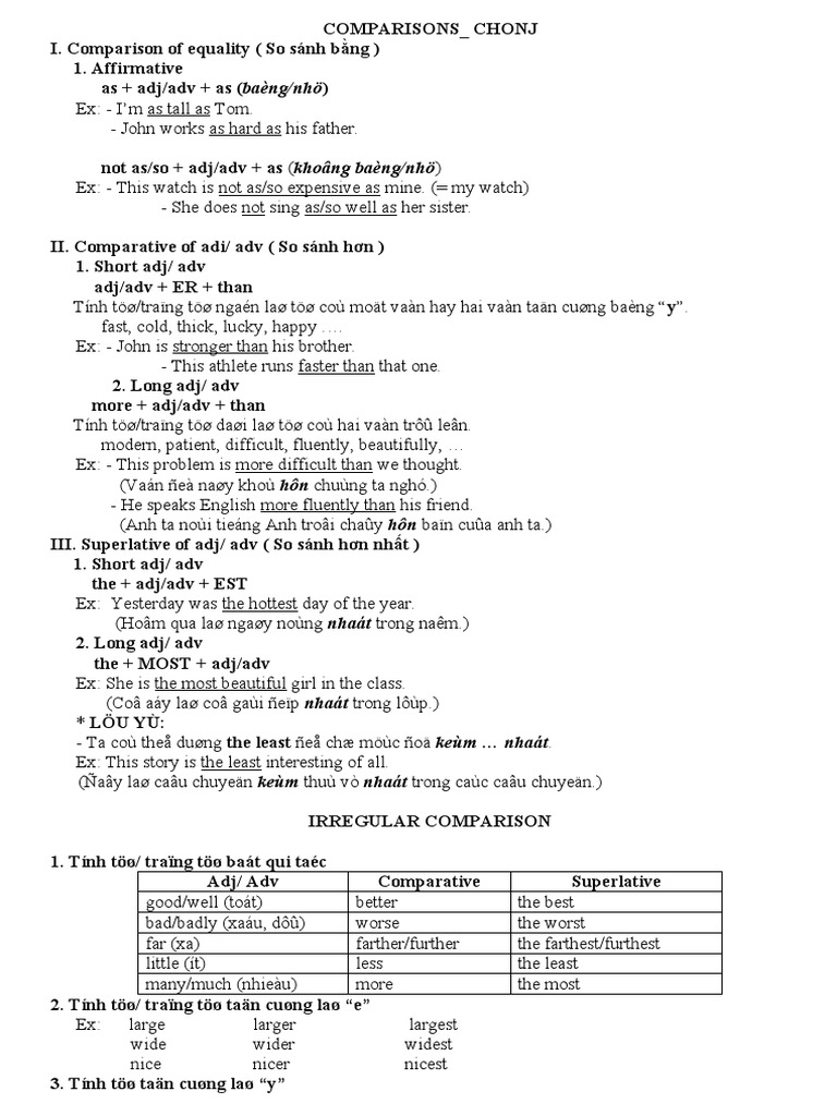 Comparisons - Exercises | PDF