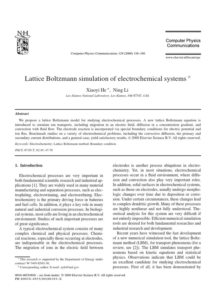 (2000) LBM Simulation of Electrochemical Systems PDF