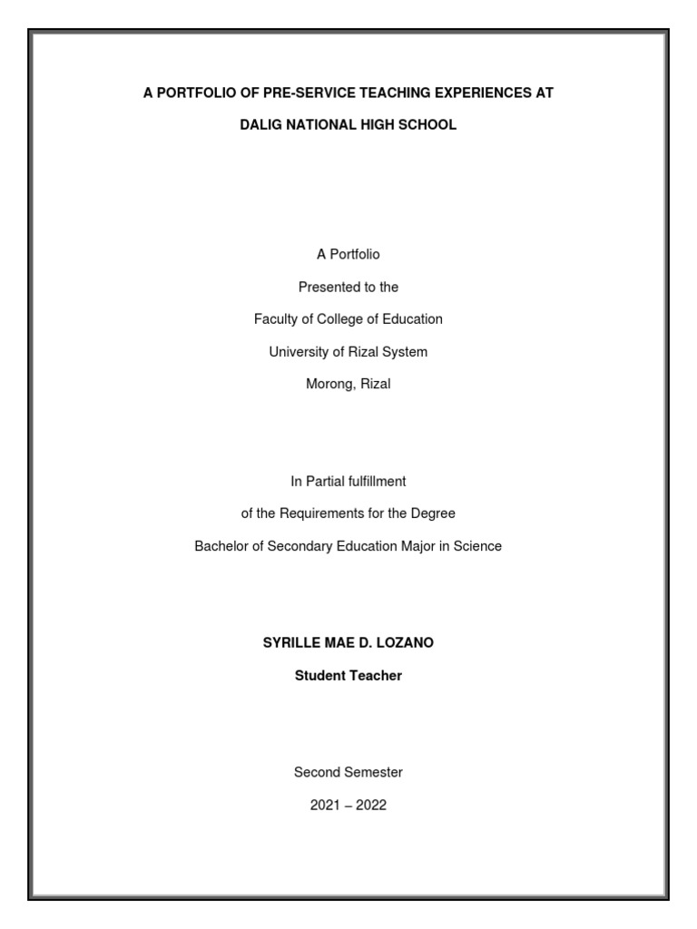 Teaching Internship Portfolio at DNHS | PDF | Teaching Method | Teachers