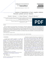 Antecedents and Consequences of Opportunism in Buyer-Supplier Relations - Research Synthesis