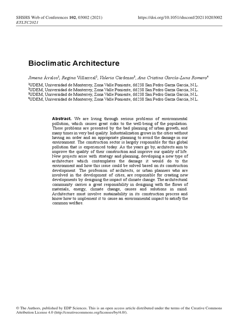 Bioclimatic Architecture | PDF | Sustainability | Climate Change