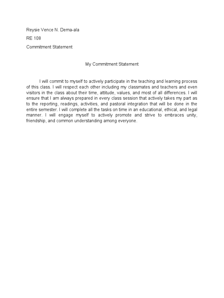 Commitment Statement | PDF