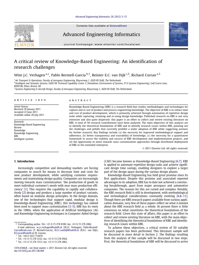 Review of Knowledge-Based Engineering Challenges | PDF | Conceptual ...
