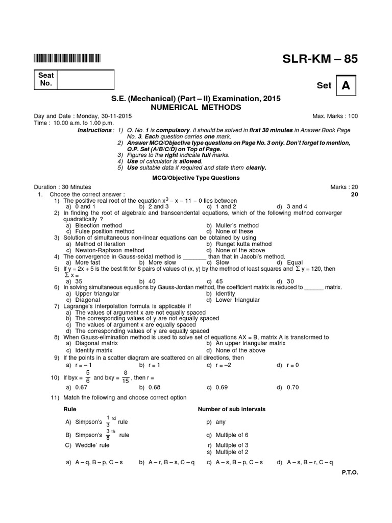 Numerical Methods PDF Matrix (Mathematics) Numerical Analysis