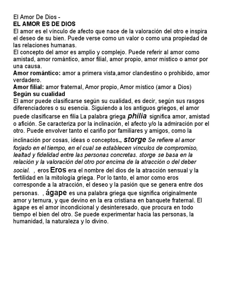 El Amor de Dios | PDF | Amor | Cristo (título)