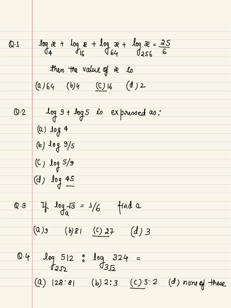 Solving Logarithmic Equations An Analysis of Multiple Choice Questions